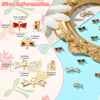 20Pcs Golden Plated Brass Pave Glass Connector Charms KK-CJ0002-28-1