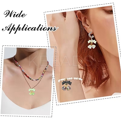 16Pcs 8 Colors Alloy & Glass Pendants PALLOY-YW00166-1