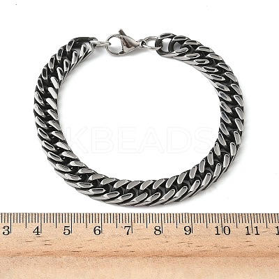 304 Stainless Steel Cuban Link Chain Bracelets for Men Women BJEW-D367-01-1