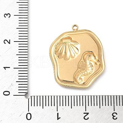 304 Stainless Steel Epoxy Resin with Natural Shell and Sequins Inside Pendants STAS-L026-17G-N04-1