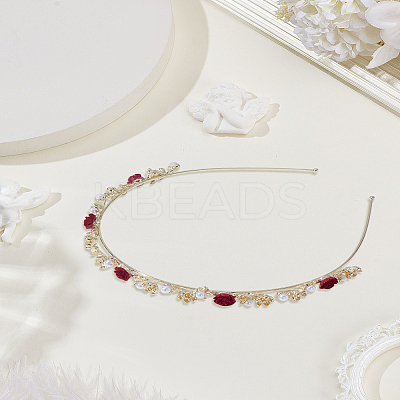 1Pc Zinc Alloy & ABS Plastic & Rhinestone Hair Bands for Women Girls PHAR-LP0003-004-1