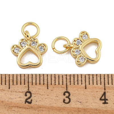 Rack Plating Brass Micro Pave Clear Cubic Zirconia Charms KK-U030-07G-1