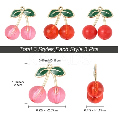 9Pcs 3 Styles Acrylic & Alloy Enamel Pendants ENAM-FS0004-72-1