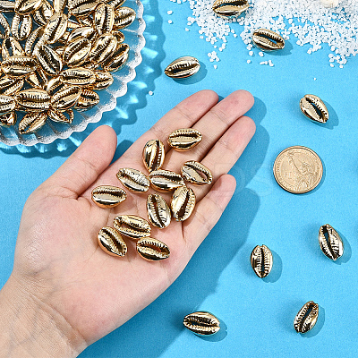 80Pcs Electroplated Natural Cowrie Shell Beads BSHE-LT0001-06G-1