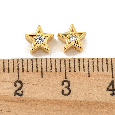 Brass Micro Pave Clear Cubic Zirconia Beads KK-B096-22G-1