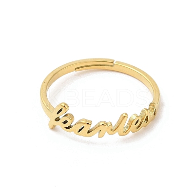 Ion Plating(IP) 304 Stainless Steel Word Adjustable Ring RJEW-L107-031G-1