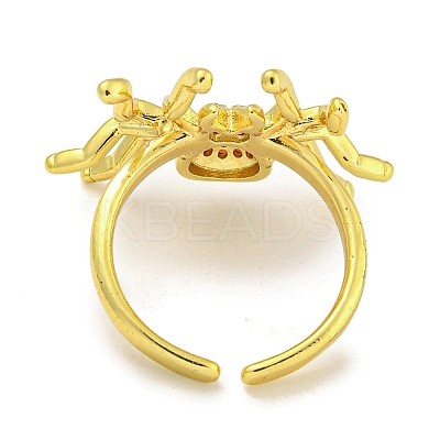 Rack Plating Brass Micro Pave Cubic Zirconia Spider Open Cuff Rings for Women RJEW-I104-24G-1
