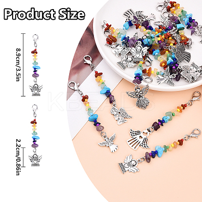 5Pcs Natural Magnesite & Amethyst & Green Aventurine & Red Aventurine & Red Jasper & Lapis Lazuli & Citrine Pendants Decorations HJEW-YW00074-01-1
