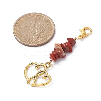 Valentine's Day Natural Red Jasper Chip Pendant Decorations HJEW-JM01330-1
