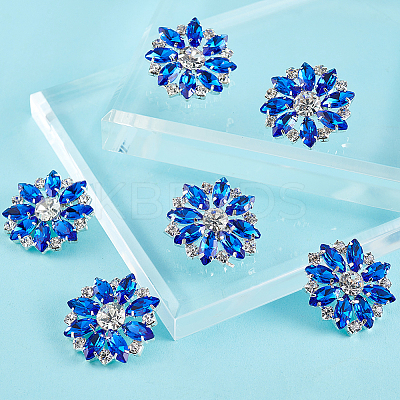 6Pcs 1-Hole Alloy Rhinestone Shank Buttons BUTT-GA0001-15C-1
