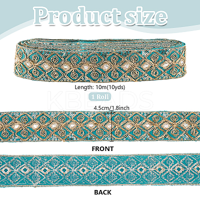 Ethnic Embroidered Polyester Sequins Trim Ribbon OCOR-WH0070-136A-1