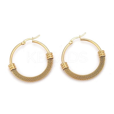 304 Stainless Steel Mesh Hoop Earrings EJEW-O096-09C-G-1