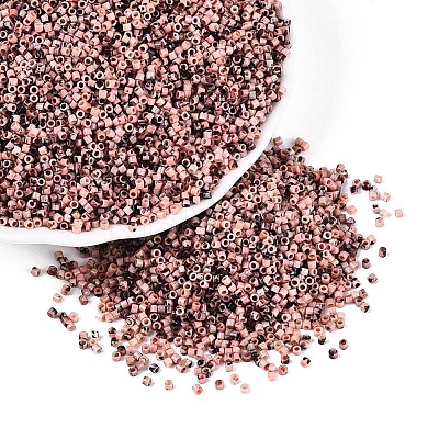 Spray Painted Picasso Cylinder Glass Seed Beads GLAA-T028-12A-02-1