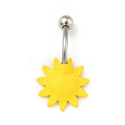 Alloy Daisy Curved Barbell LS-AJEW-G042-01P-1