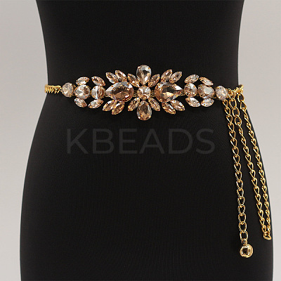 Flower Alloy Crystal Rhinestone Waist Belly Chains for Women FS-WGA1C1B-01-1