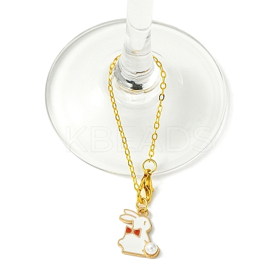 Alloy Enamel Rabbit Cup Pendant Decorations HJEW-JM01753-02-1