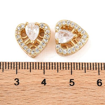 Brass Micro Pave Clear Cubic Zirconia Beads KK-S389-23G-1
