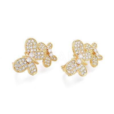 Brass Pave Clear Cubic Zirconia Twister Clasps KK-A165-06G-1