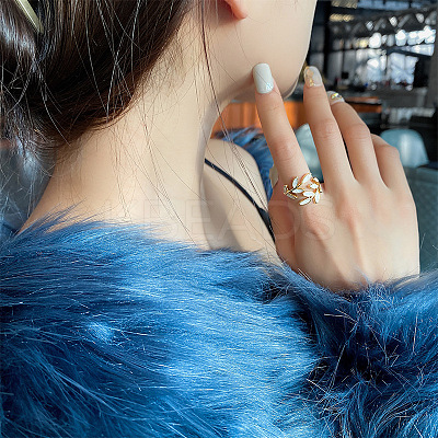 Leaf Alloy Enamel Cuff Rings FS-WG02ED7-01-1