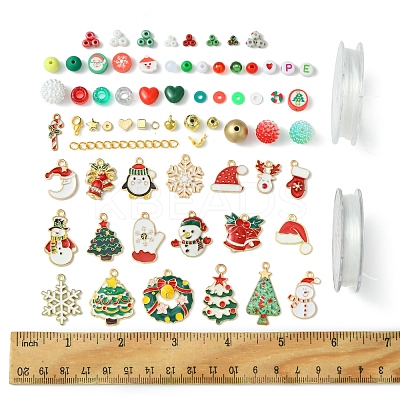 DIY Christmas Themed Acrylic & Glass Seed & Polymer Clay Beads Bracelet Kits DIY-FS0007-95-1