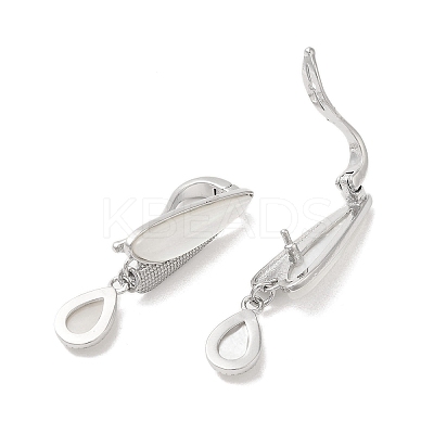 Teardrop Brass Fold Over Clasps KK-Z073-35P-01-1