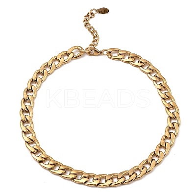 304 Stainless Steel Cuban Link Chain Necklace BJEW-B072-04G-1