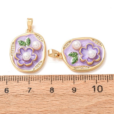 Brass Micro Pave Clear Cubic Zirconia Pendants CU-CBA805D-02G-01-1