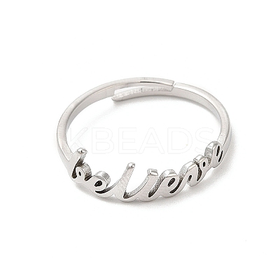 Non-Tarnish 304 Stainless Steel Word Adjustable Ring RJEW-L107-026P-1