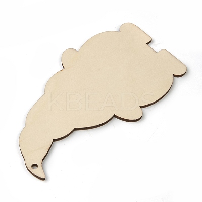 Christmas Theme Undyed Natural Wood Big Pendants X-WOOD-B001-10C-1