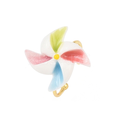 Ceramics with Alloy Cuff Rotatable Rings for Women RJEW-Z117-01G-1