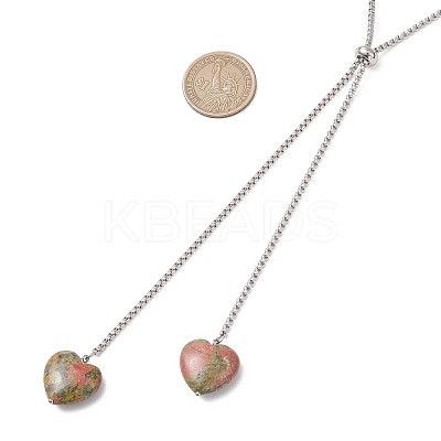 304 Stainless Steel Box Chain Lariat Necklaces NJEW-JN05889-1