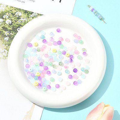 120Pcs 2 Colors Baking Paint Imitation Jade Glass Beads DGLA-FS0001-21A-1