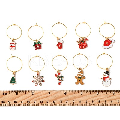 20Pcs 20 Styles Christmas Theme Alloy Enamel Wine Glass Charms HJEW-HS00082-1
