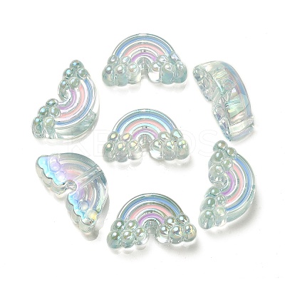 UV Plating Rainbow Iridescent Acrylic Enamel Beads X-OACR-G012-08-1