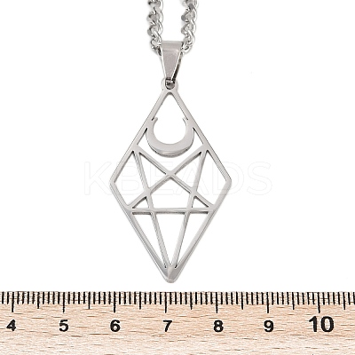 Hollow Out Diamond Moon 201 Stainless Steel Pendant Necklaces for Men Women LS-NJEW-K283-25P-1