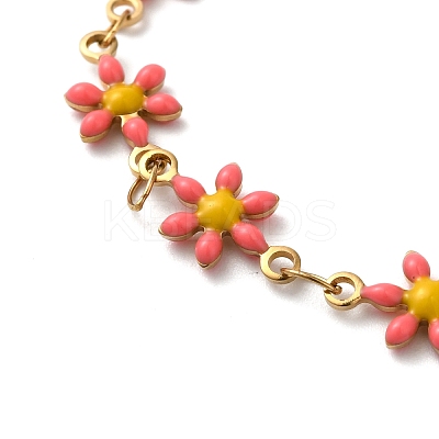 304 Stainless Steel Flower Link Bracelets for Women LS-BJEW-C076-02C-01-1