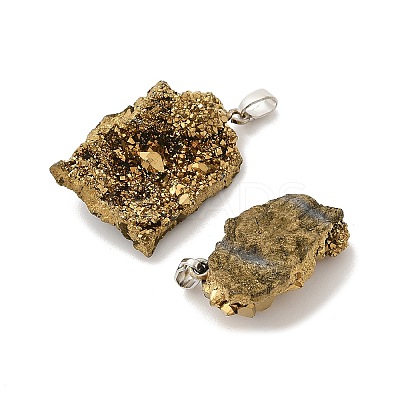 Electroplated Raw Rough Natural Druzy Agate Pendants G-H084-07P-03-1