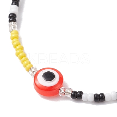Resin Evil Eye & Glass Seed Beaded Bracelets BJEW-MZ00050-1