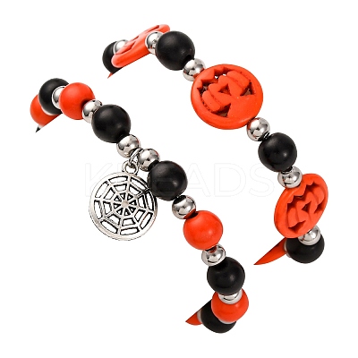 2Pcs Glass & Synthetic Turquoise Beads Stretch Bracelets BJEW-JB12483-03-1