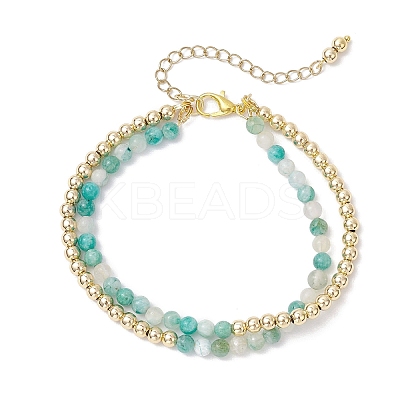 3Pcs Natural Rhodonite & Chrysocolla & Lapis Lazuli &  Dyed Hemimorphite Round Beadeds Double-layered Bracelets for Women BJEW-JB12095-1