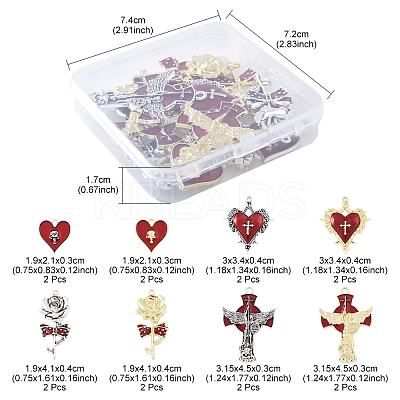 16Pcs 8 Styles Alloy Enamel Pendants FIND-FS0003-88-1