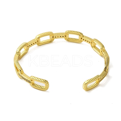Oval Cubic Zirconia Cuff Bangles BJEW-P336-08G-1