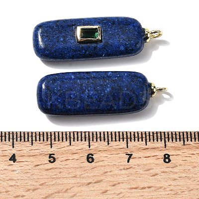 Natural Dyed Sesame Jasper Imitation Lapis Lazuli Pendants KK-Z137-04G-1