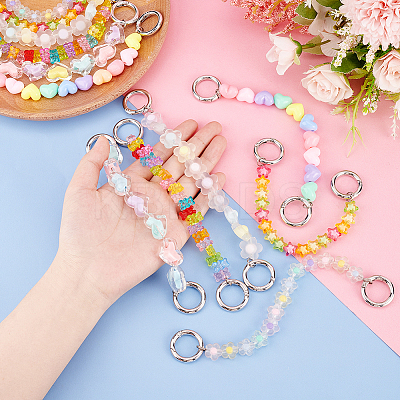 1 Set Flower & Heart & Bear & Star Transparent Acrylic Beaded Shoe Chains FIND-PH0009-97-1