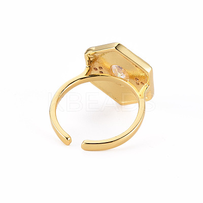 Brass Micro Pave Clear Cubic Zirconia Cuff Rings RJEW-S045-084C-NR-1