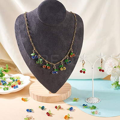 28Pcs 7 Colors Trabsparent Glass Pendants PALLOY-TAC0187-1