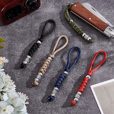 Umbrella Cord Polyester & Spandex Rope Keychain Carabiner HJEW-UN00092-1