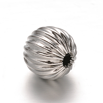 Tarnish Resistant Round 304 Stainless Steel Corrugated Beads STAS-I050-01-12mm-1