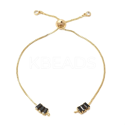 Brass Pave Cubic Zirconia Box Chain Slider Bracelet Making MAK-K024-02G-02-1