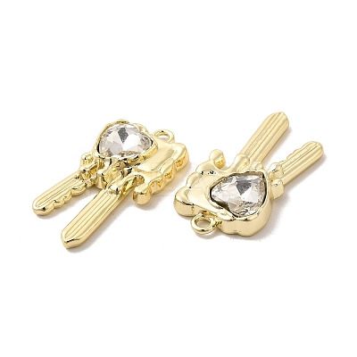 Glass Heart Key Pendants PALLOY-E024-29LG-01-1